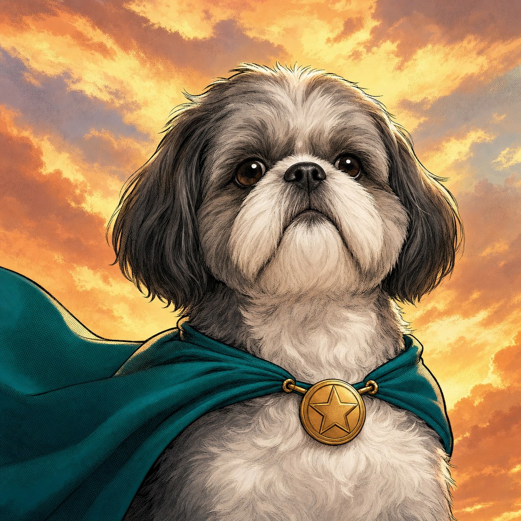 Superhero pet portrait example